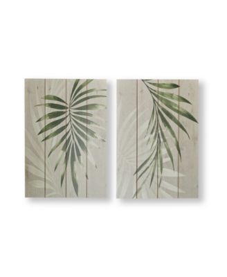 Peaceful Palm Leaves Wood Wall Art, Set of 2
