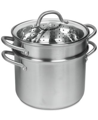 Pro Stainless Steel 8-Qt. Covered Multi-Cooker with Pasta Insert & Steamer Basket