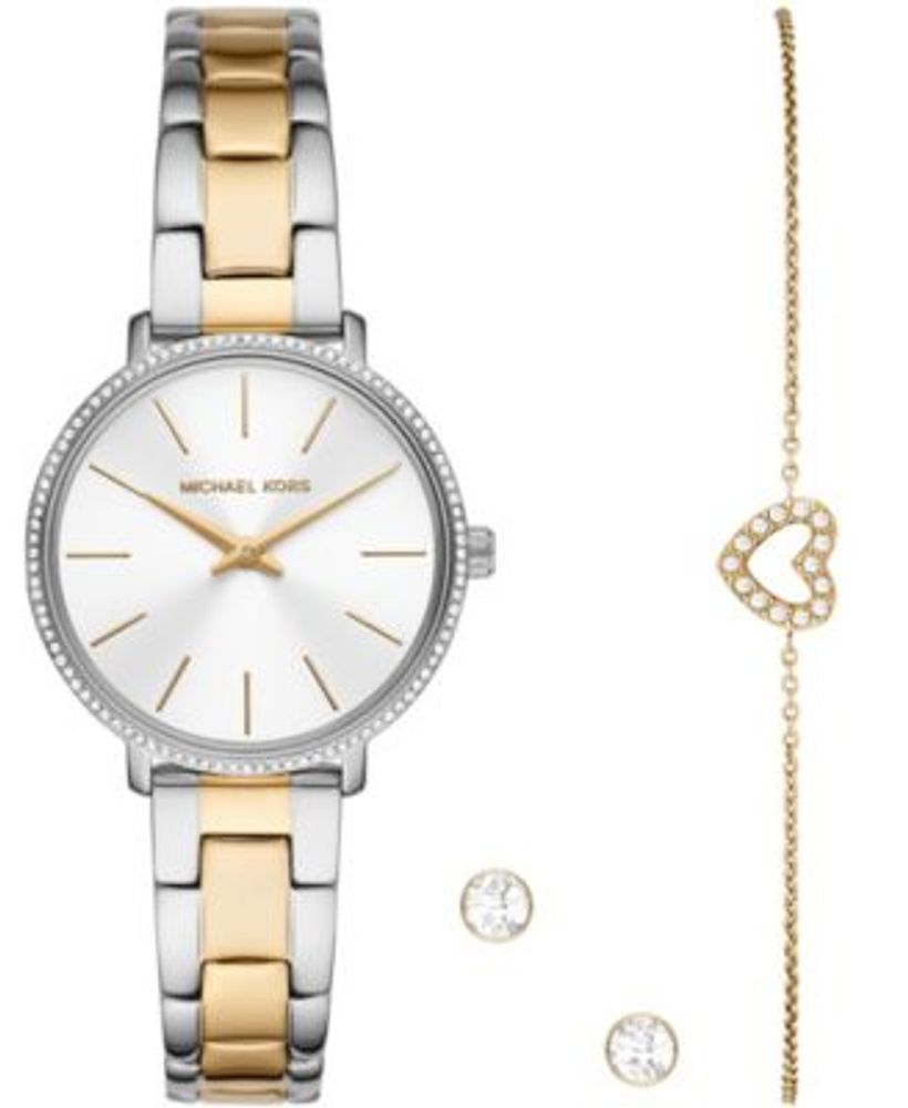 Michael Kors Women's Pyper Two-Tone Stainless Bracelet Watch 32mm Gift Set  | Connecticut Post Mall