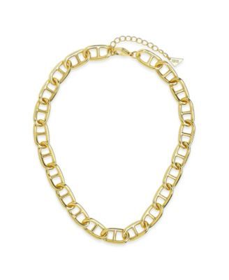 Women's Interlocking Anchor Chain Gold Plated Choker Necklace