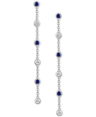 Sapphire (1/2 ct. t.w.) & Diamond Accent Linear Drop Earrings 14k White Gold (Also Emerald Ruby)