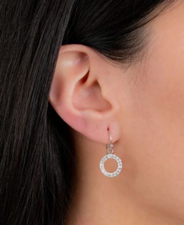 Giani Bernini Crystal Circle Drop Earrings in Sterling Silver