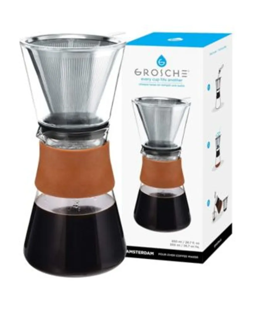 Grosche Melbourne French Press Coffee Maker with Bamboo & Cork 34oz, White