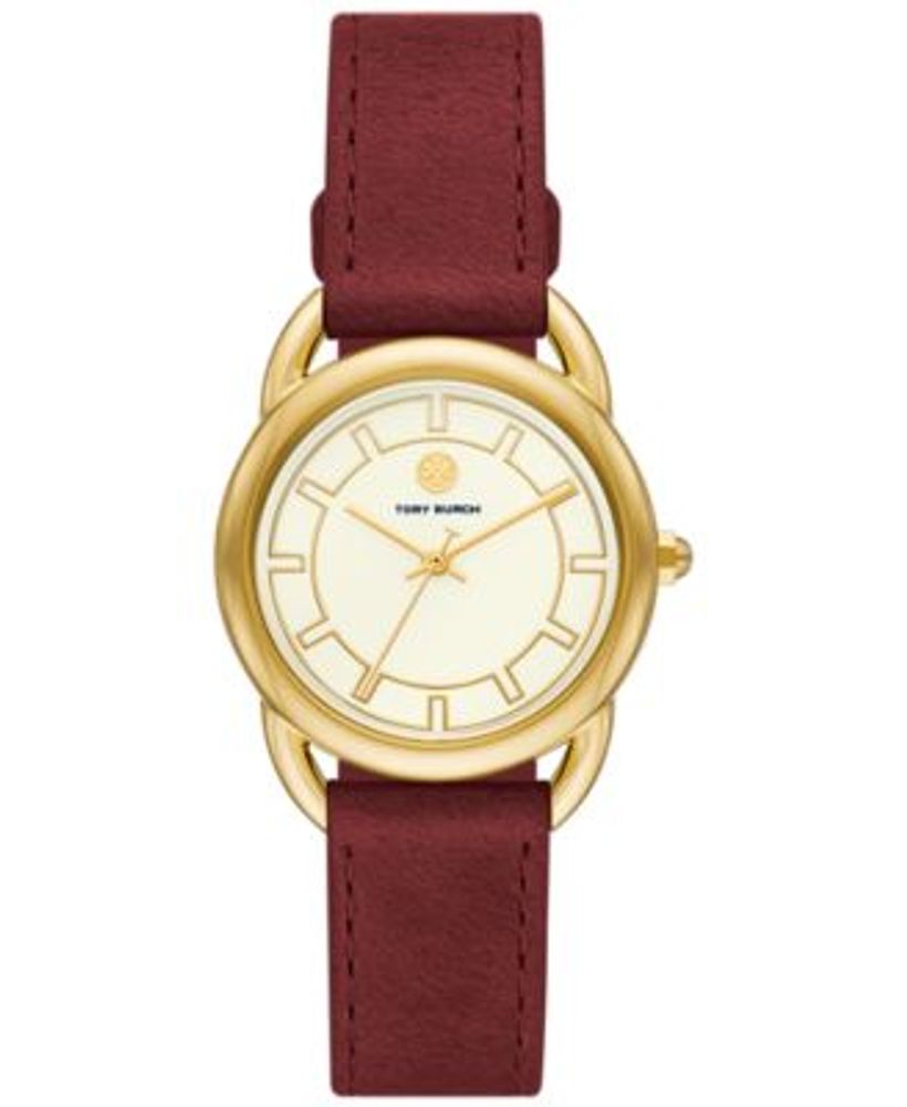 Tory Burch Women's Red Leather Strap Watch 32mm | Plaza Las Americas