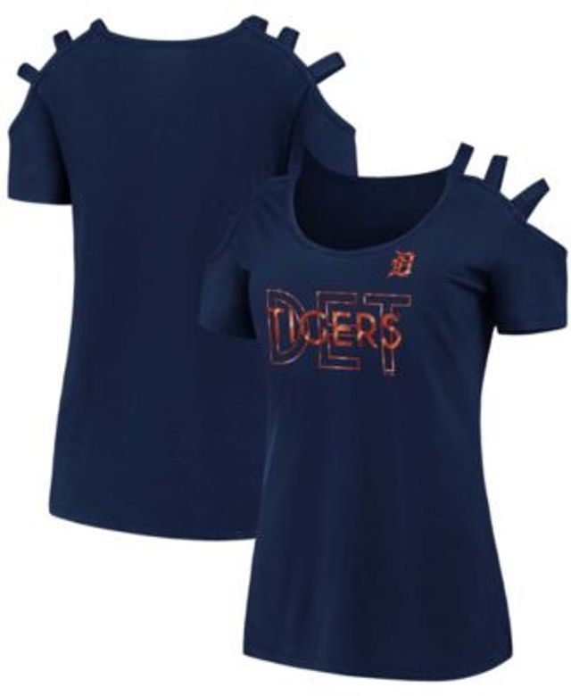 Women's White and Navy Detroit Tigers Plus Size Colorblock T-shirt