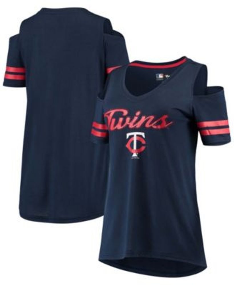 Women's G-III 4Her by Carl Banks White Minnesota Twins Team Graphic V-Neck Fitted T-Shirt Size: Extra Large