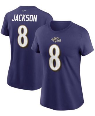 Women's Baltimore Ravens Lamar Jackson White/Purple Plus Size Name