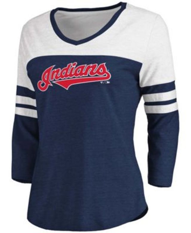 Women's Fanatics Branded Navy Cleveland Indians Steppin Up V-Neck T-Shirt