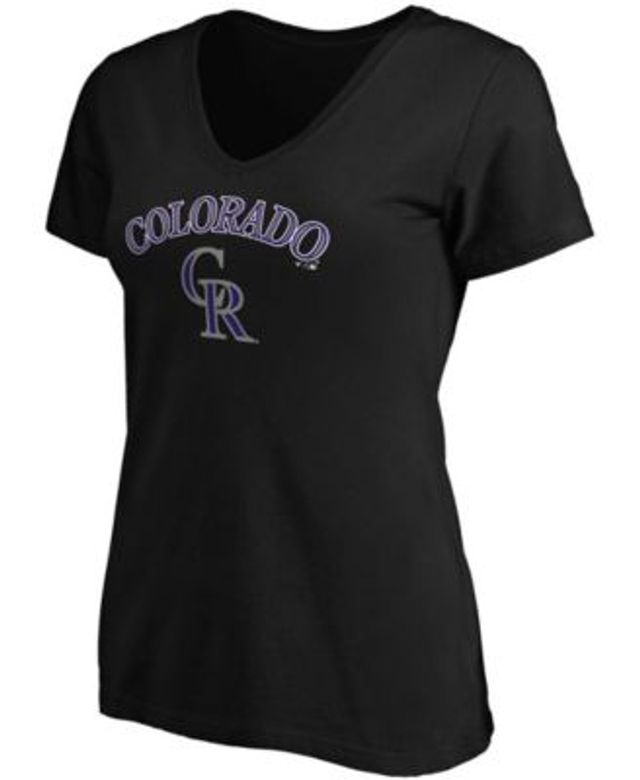 Women's Purple/White Colorado Rockies Logo Plus Size V-Neck Jersey T-Shirt