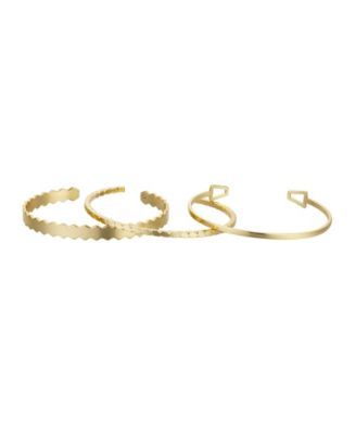 14K Gold Flash Plated 3-Pieces Cuff Bracelet Set