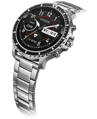 Men's CZ Smart HR Stainless Steel Bracelet Touchscreen Smart Watch 46mm
