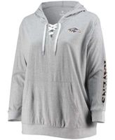 Dallas Cowboys Fanatics Branded Women's Plus Size Lace-Up Pullover Hoodie -  Heathered Gray