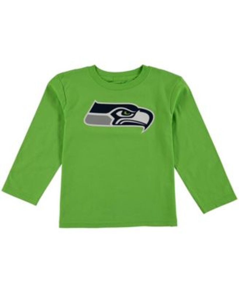 Outerstuff Preschool Neon Green Seattle Seahawks Primary Logo Long Sleeve T-Shirt