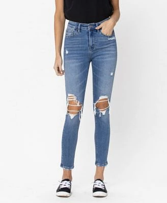 Women's Distressed High Rise Crop Skinny Jeans