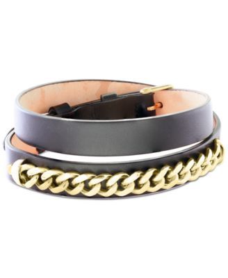 EFFY® Men's Leather Wrap Bracelet in 14k Gold-Plated Sterling Silver