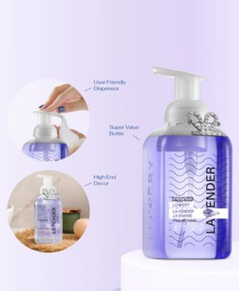 Hand Foaming Soap in Lavender Jasmin, Moisturizing Hand Soap with Flawless Crystal Heart Bracelet - Hand Wash Set, 2 Piece