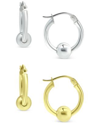 Giani Bernini 3-PC. Set Small Hoop and Ball Stud Earrings in Sterling  Silver & 1: Sterling Silver