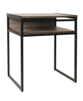 Wood Portable Compact Home Office Desk with 2 Shelves
