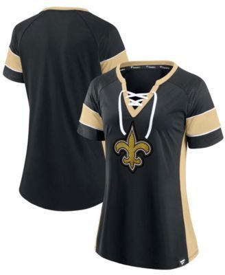 Women's New Era Gold/Black New Orleans Saints Legacy Lace-Up Raglan T-Shirt