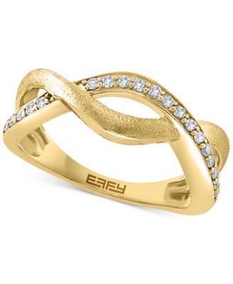 EFFY® Diamond Crossover Ring (1/5 ct. t.w.) Sterling Silver or 14k Gold-Plated
