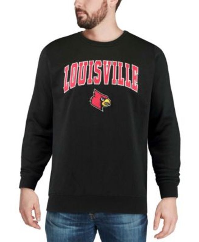Men's Colosseum Heathered Gray Louisville Cardinals Arch & Logo Pullover  Hoodie