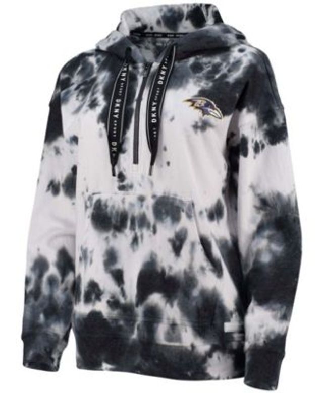 Miami Dolphins DKNY Sport Women's Dakota Oversized Tie-Dye Half-Zip Hoodie  - White/Black