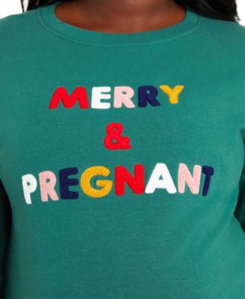 Plus Merry & Pregnant Graphic-Print Maternity Sweatshirt