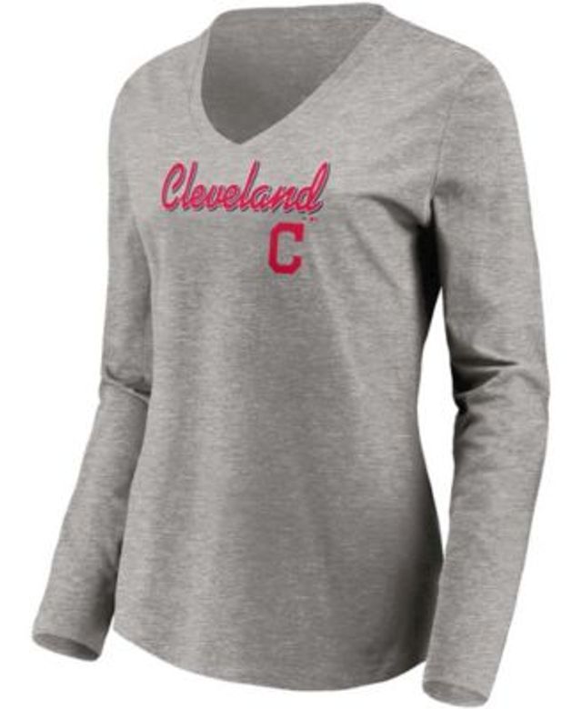 Fanatics Women's Navy Cleveland Indians Victory Script V-Neck Long