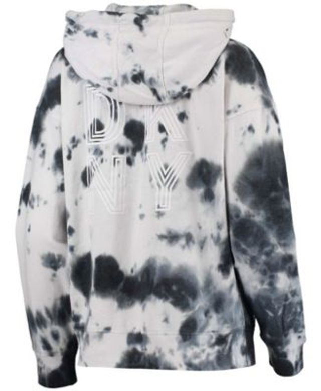 Women's Dkny Sport White/Black Minnesota Vikings Dakota Oversized Tie-Dye Half-Zip Hoodie Size: Large