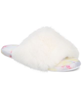 Printed Faux Fur Slide Slippers & Sleep Mask Set, Created for Macy's