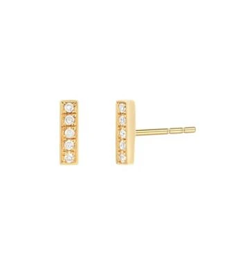 14K Gold Diamond Bar Stud Earrings