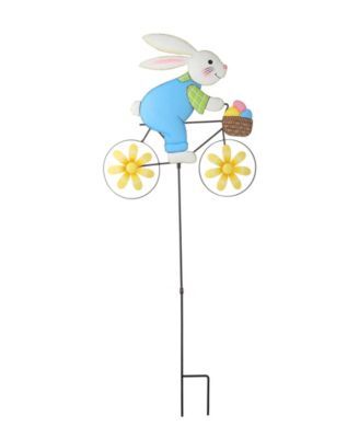 Metal Easter Bunny on Bicycle Yard Stake or Wall Decor, 42"