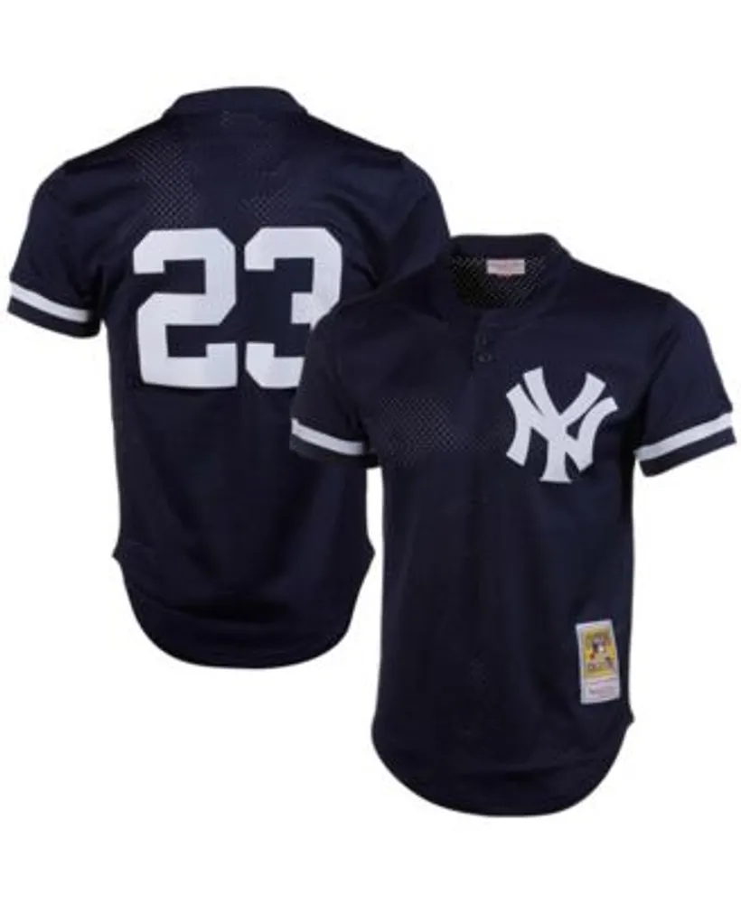 Men's New York Yankees Bernie Williams Mitchell & Ness Navy Cooperstown  Collection Mesh Batting Practice Button-Up Jersey