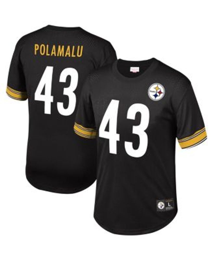 Mitchell & Ness Men's Troy Polamalu Black Pittsburgh Steelers Retired  Player Name and Number Mesh Top