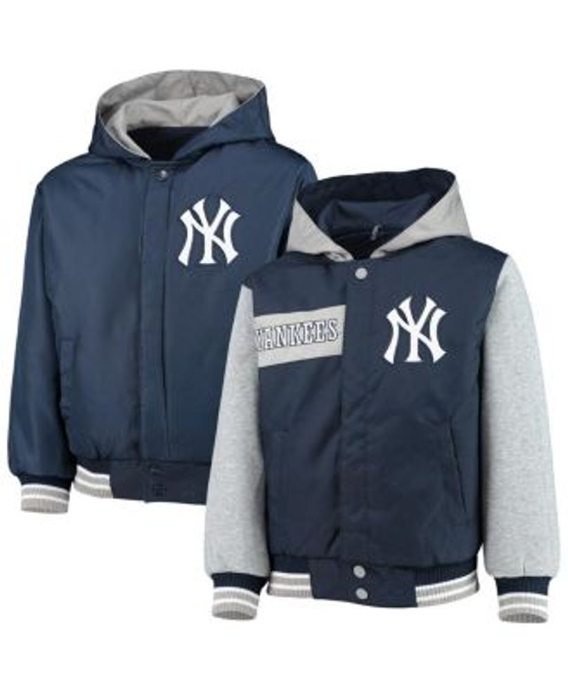 New York Yankees JH Design Youth Reversible Hoodie Full-Snap Jacket -  Navy/Gray