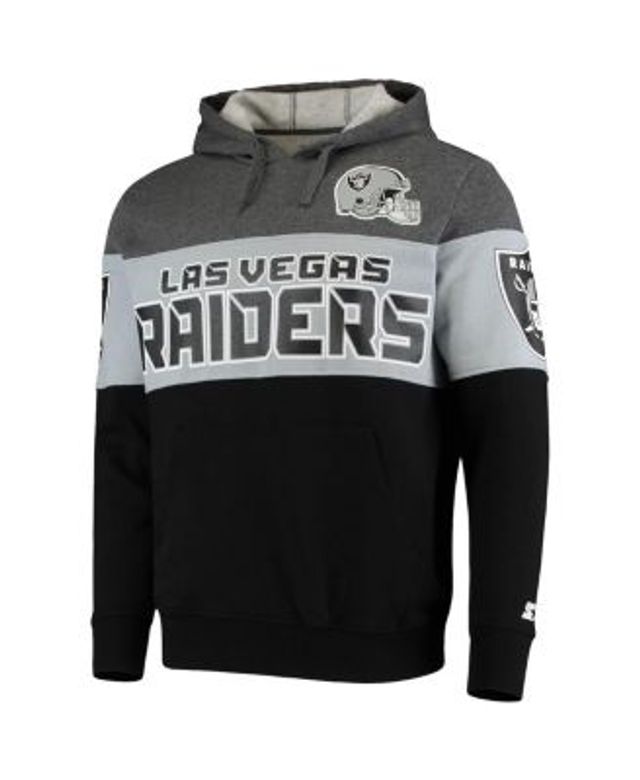 Men's Nike Heather Gray/Heather Black Las Vegas Raiders Raglan 3/4-Sleeve Pullover Hoodie Size: Small