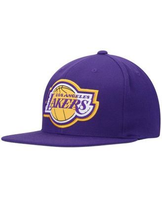 Mitchell & Ness LA Lakers White Purple Gold Shark Tooth Snapback Hat Cap NEW