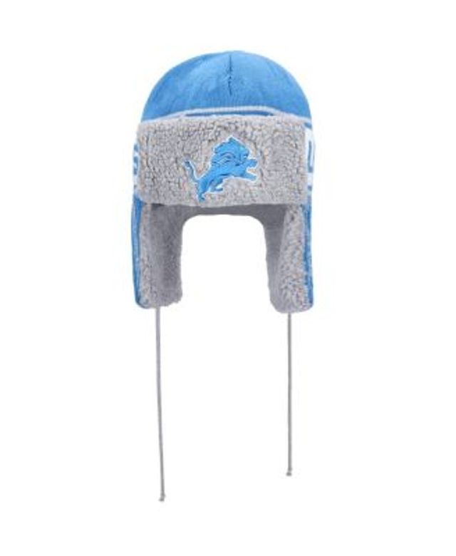 Men's Detroit Lions New Era Silver Helmet Head Trapper Knit Hat