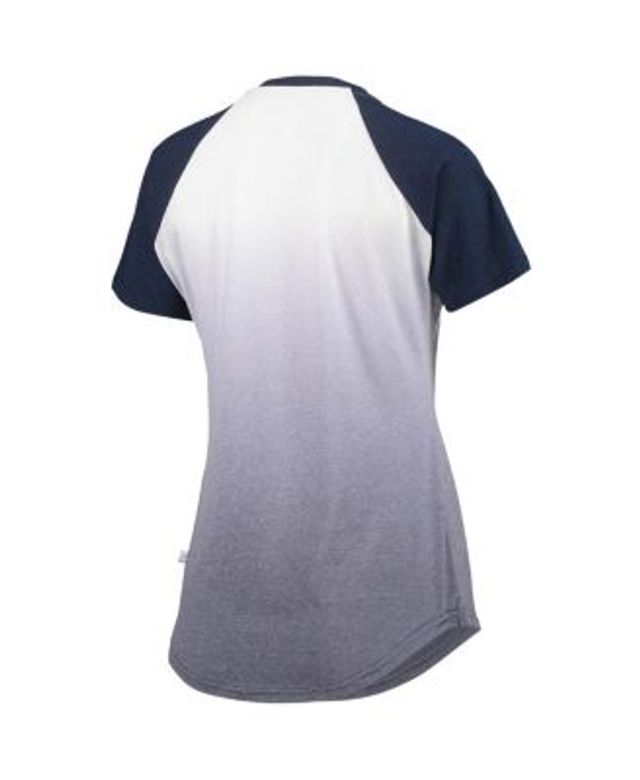 Touch Women's Navy, White New York Yankees Shortstop Ombre Raglan V-Neck T-Shirt - Navy, White