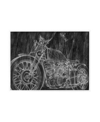 Monotone Black and White Motorcycle Sketch White Framed Giclee Texturized Art, 24" x 30"