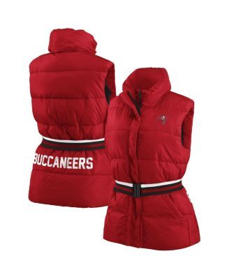 Women's Red Tampa Bay Buccaneers Full-Zip Puffer Vest with Belt