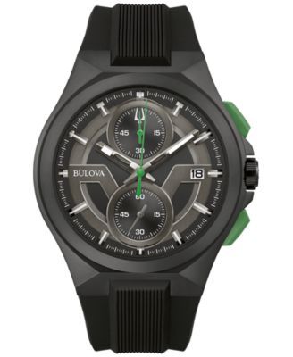 Men's Chronograph Maquina Black Silicone Strap Watch 46mm
