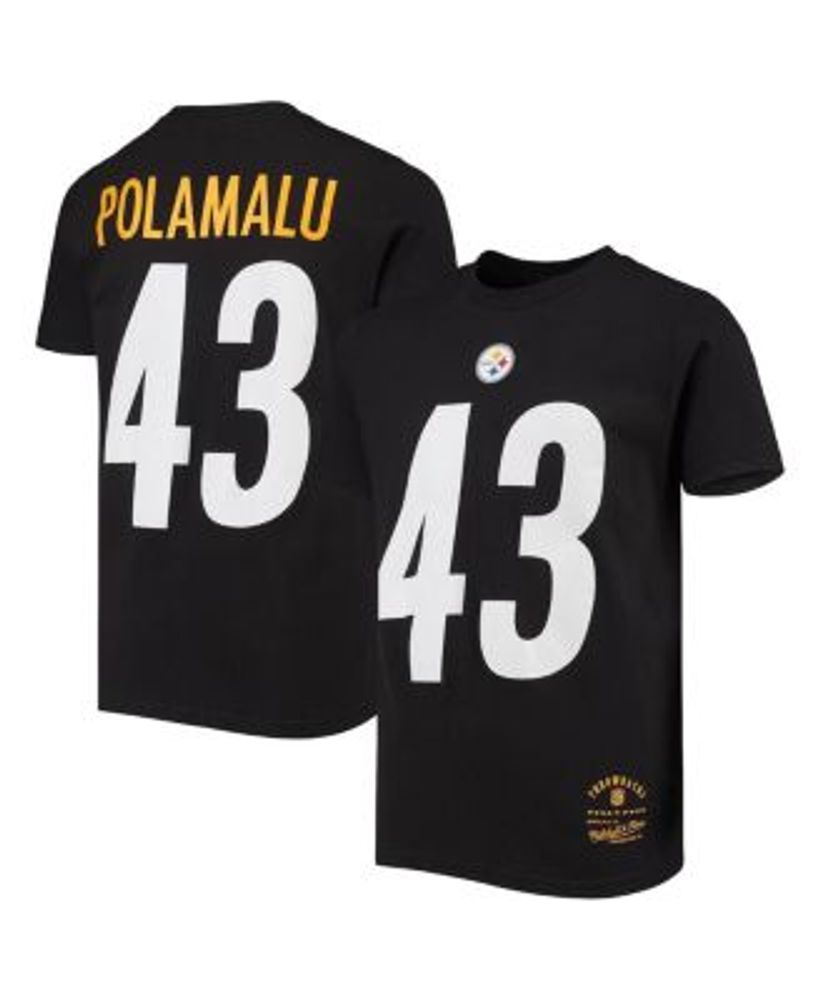 Mitchell & Ness Youth Boys Troy Polamalu Black Pittsburgh Steelers Retired  Retro Player Name and Number T-shirt