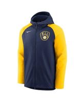 Navy Youth Boys' Milwaukee Brewers Authentic Collection Therma-FIT Hoodie - S (Small)