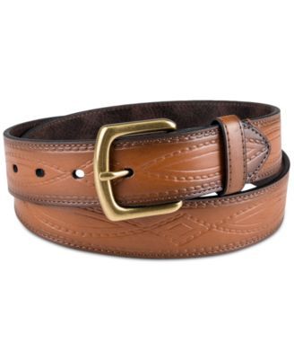 Men's Embossed Faux-Leather Belt, Created for Macy's