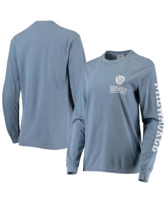 Women's Navy Milwaukee Brewers Pigment Dye Comfort Colors Long Sleeve T-shirt