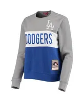 Women's Mitchell & Ness Royal Los Angeles Dodgers Color Block 2.0 Pullover  Sweatshirt