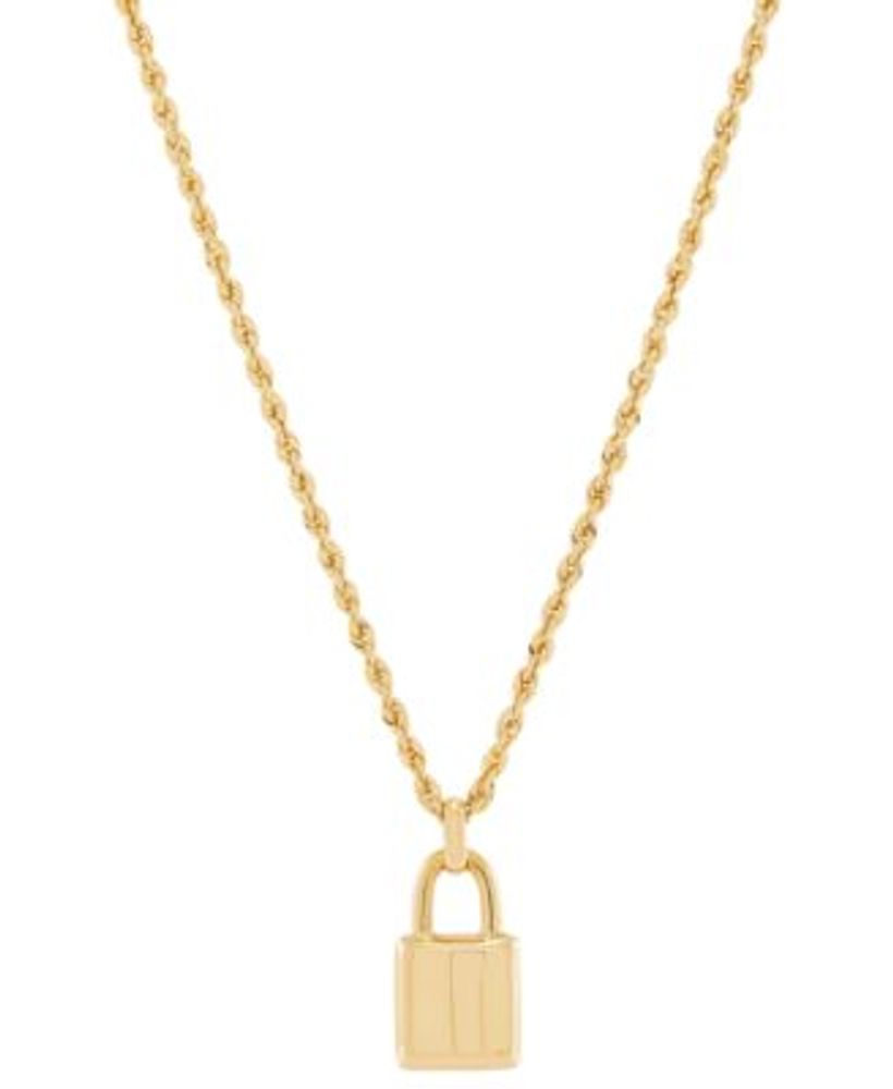 10K Gold Padlock Paperclip Pendant Necklace