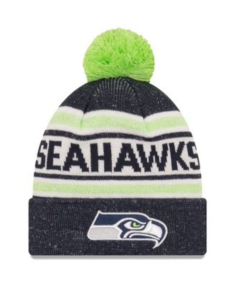 Men's New Era Black/ Seattle Seahawks 2022 Sideline Cuffed Pom Knit Hat