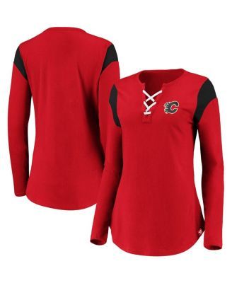 Women's New Era Scarlet San Francisco 49ers Plus Size Athletic Varsity  Lace-Up V-Neck Long Sleeve T-Shirt